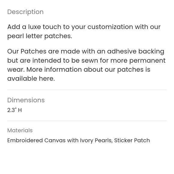 Blue Pearl Letter Patch - Picture 4 of 4